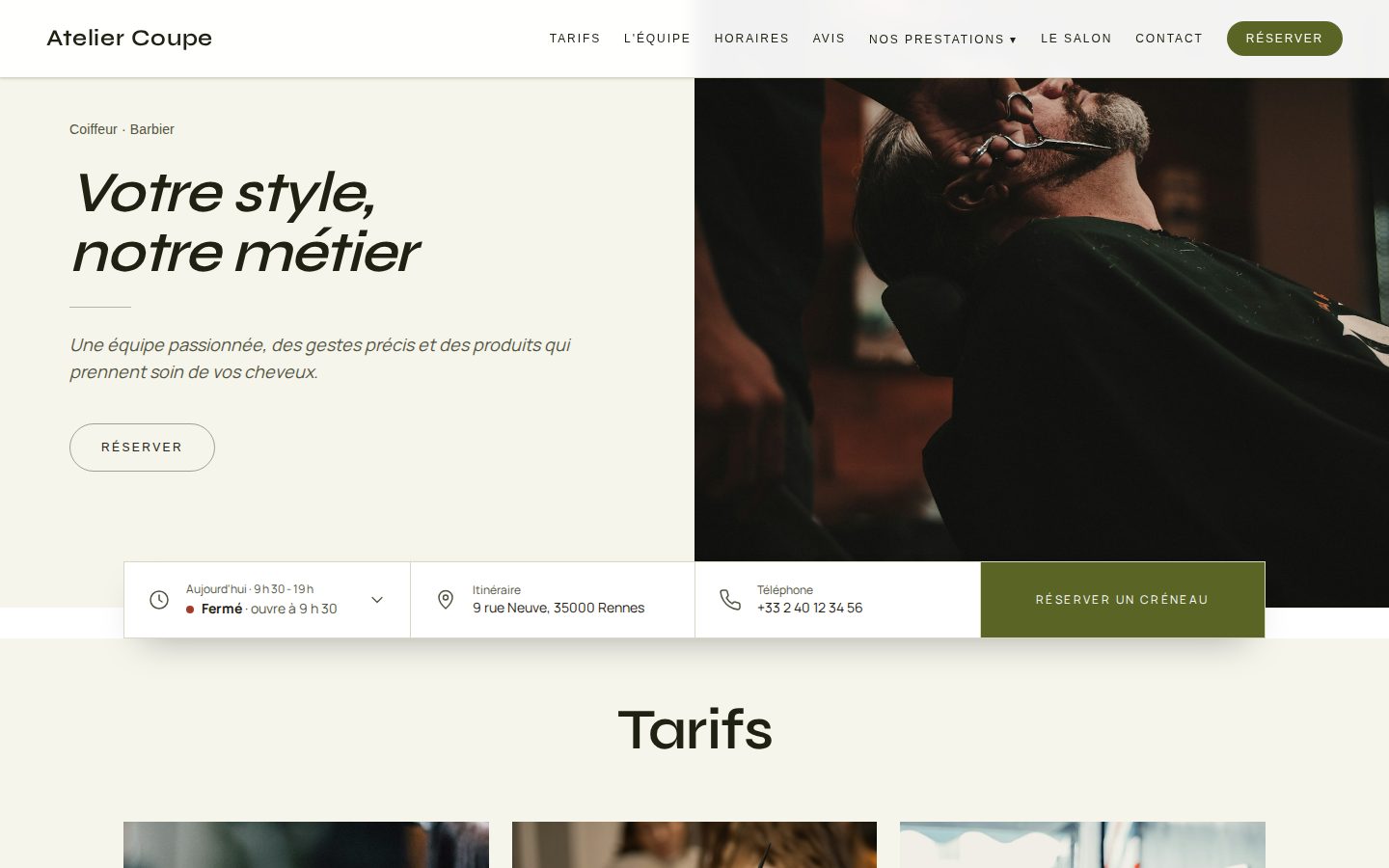 Aperçu du modèle Atelier